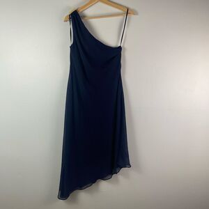 Lauren Ralph Lauren Navy One-Shoulder Midi Dress Size 8